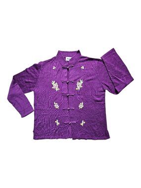 Yue Hwa floral embroidered silk cardigan . L